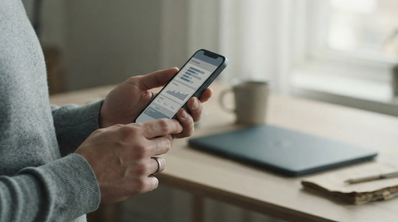Móvil con un panel de estadísticas integrado en una app de apuestas