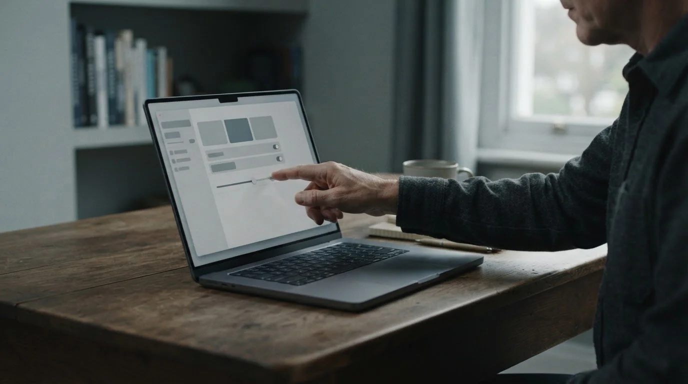 Mano que ajusta un control de límite en la configuración de un portátil