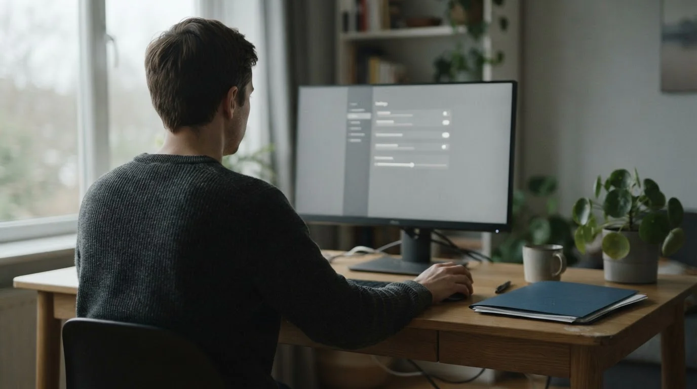 Jugador de espaldas ajustando un límite de depósito en una pantalla de configuración neutra