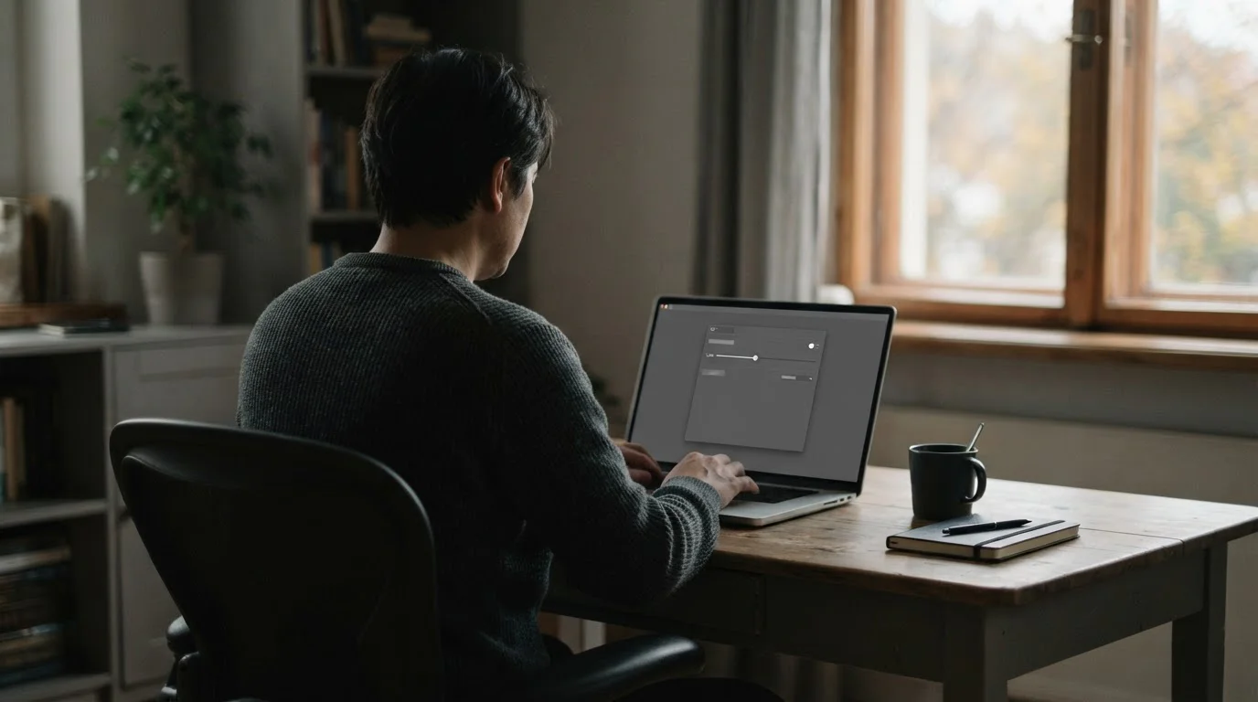 Persona de espaldas configurando un límite de depósito en un portátil