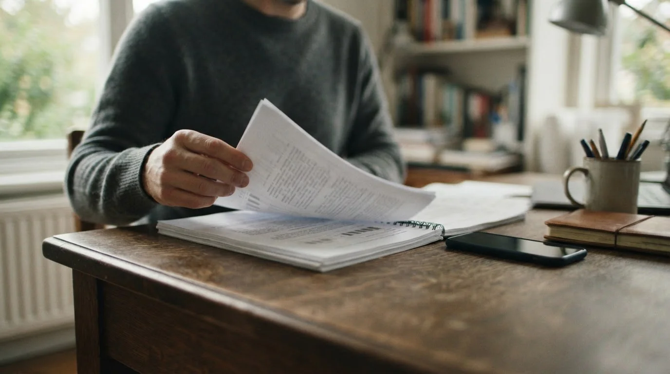 Documento normativo sobre apuestas múltiples revisado junto a un móvil