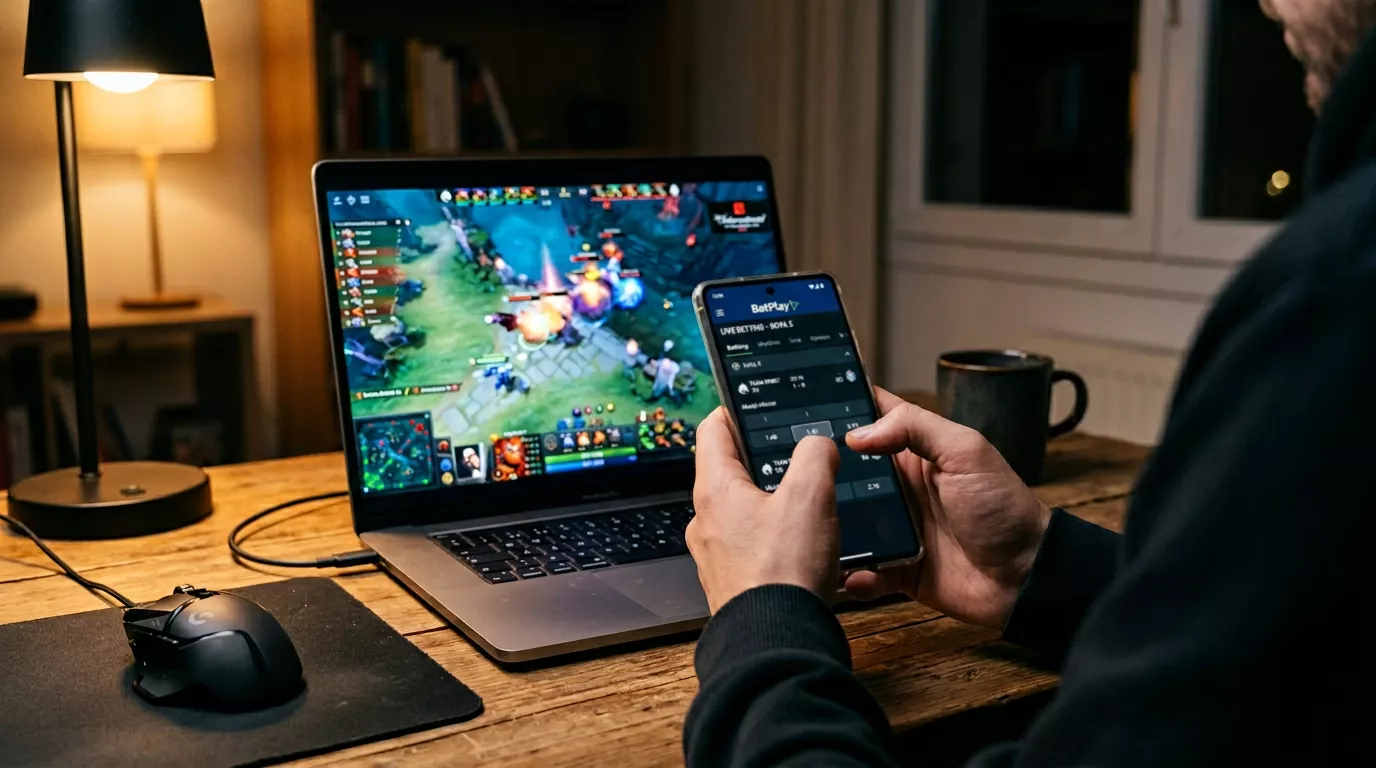 Pantalla de operador de apuestas mostrando mercados y cuotas de una partida de Dota 2
