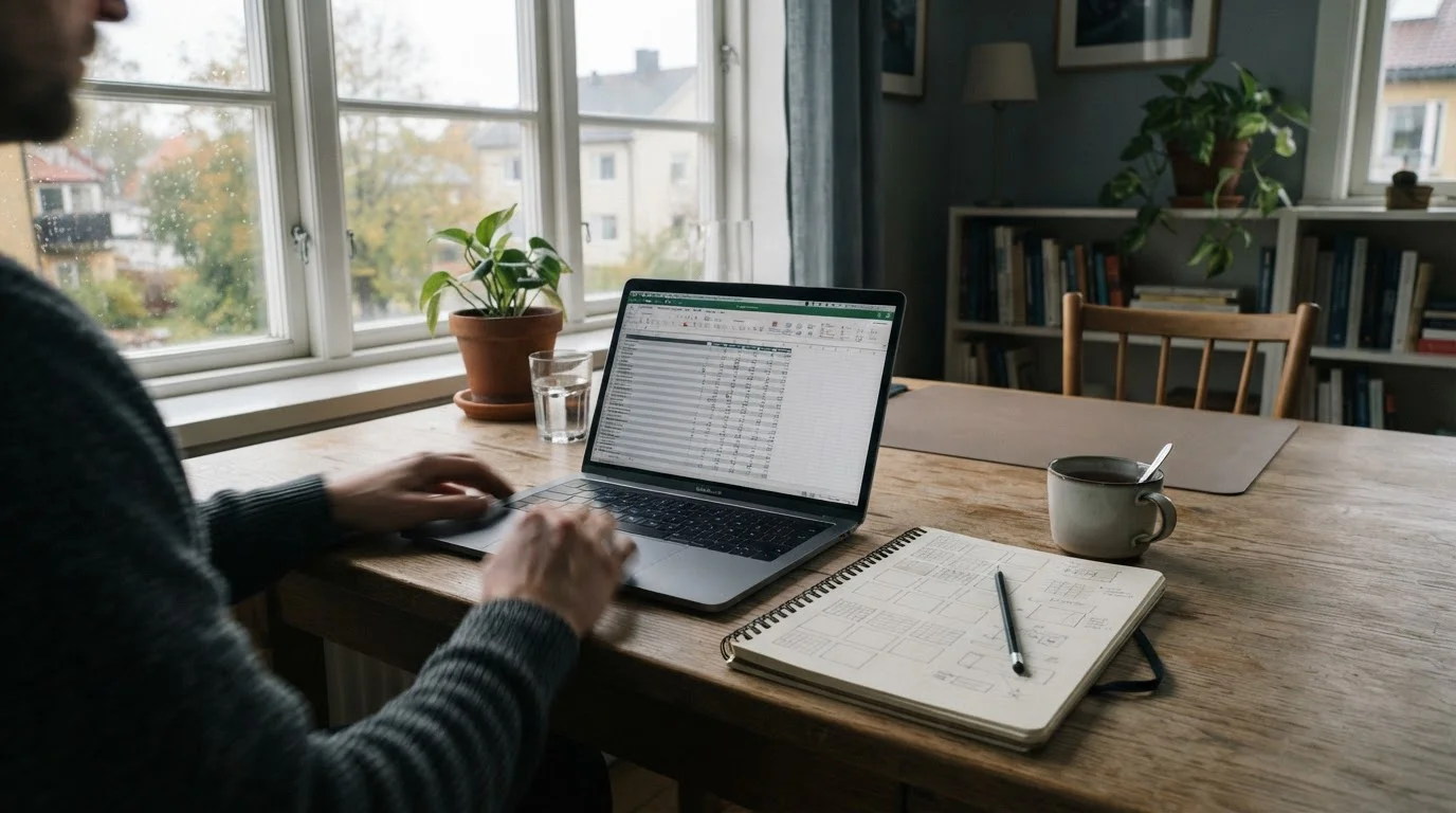 Escritorio con portátil y cuaderno preparado para comparar casas de apuestas