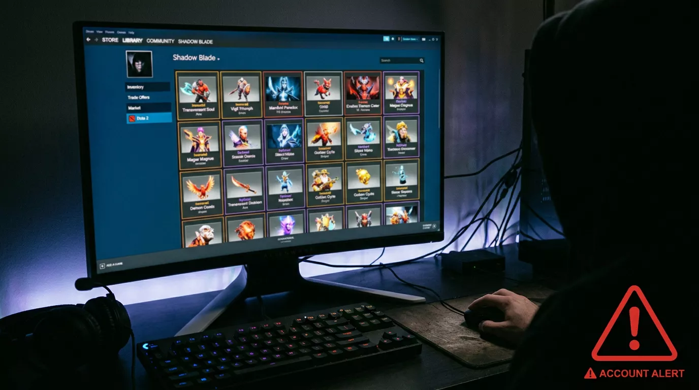 Objetos cosméticos de Dota 2 con advertencia sobre riesgos de skin betting y alternativas legales